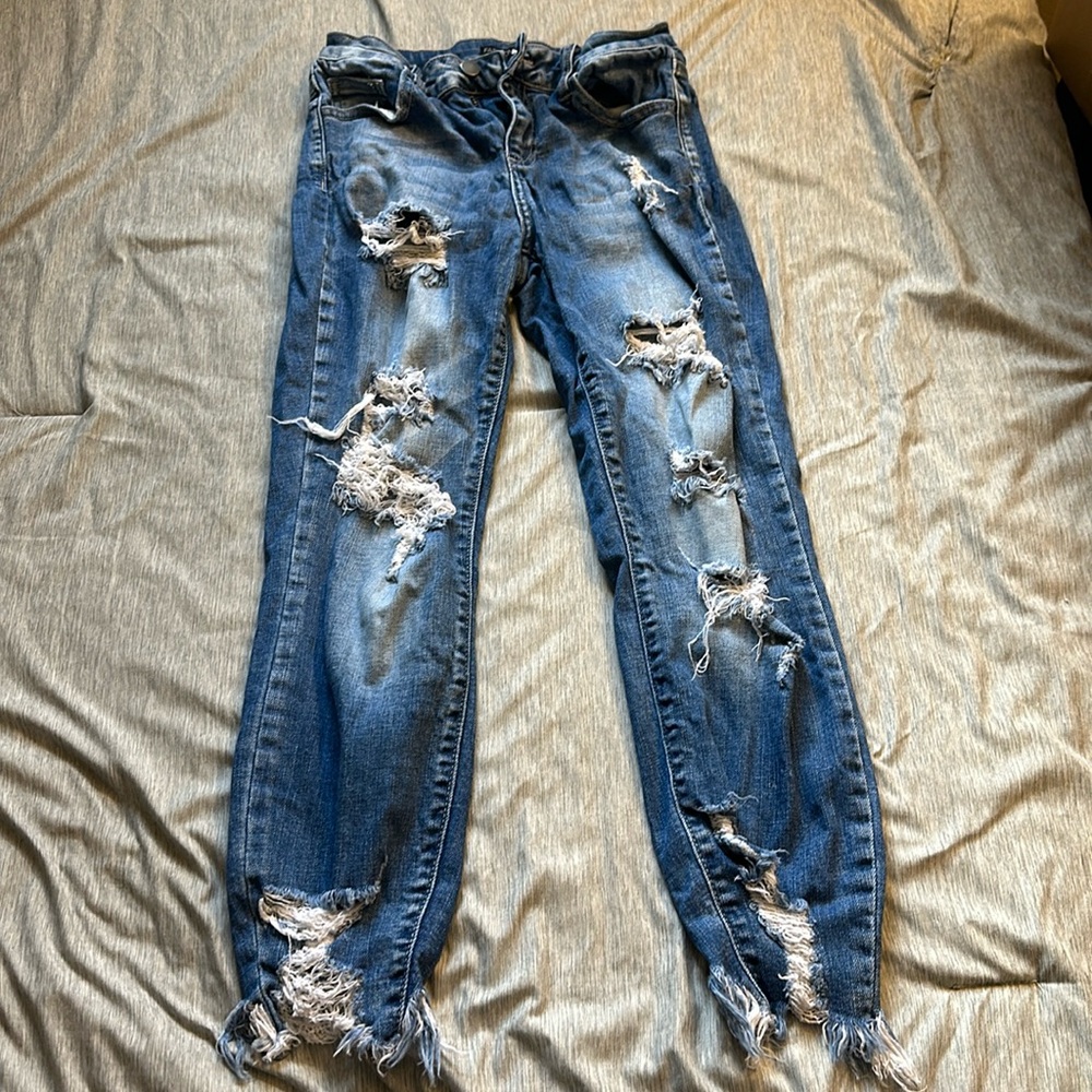 Medium Washed Distressed Skinny Jeans